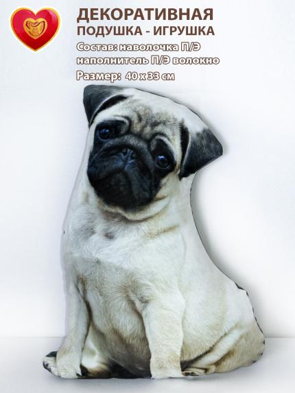 подушка рельефная с фотопечатью мини Мопс